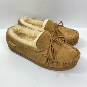 Bearpaw Moc II Hickory Moccasin Cozy Lounge Loafers Sheepskin Lined Men’s Sz 10